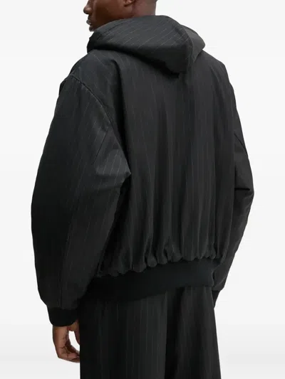 Bluemarble Black Hooded Bomber Jacket In Black