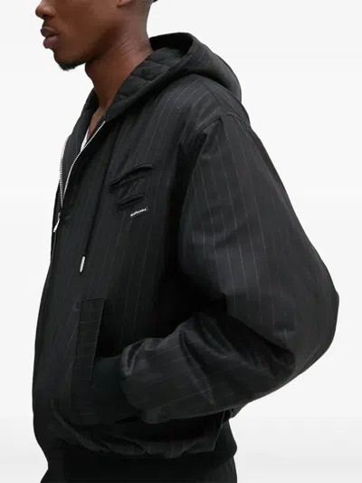 Bluemarble Black Hooded Bomber Jacket In Black