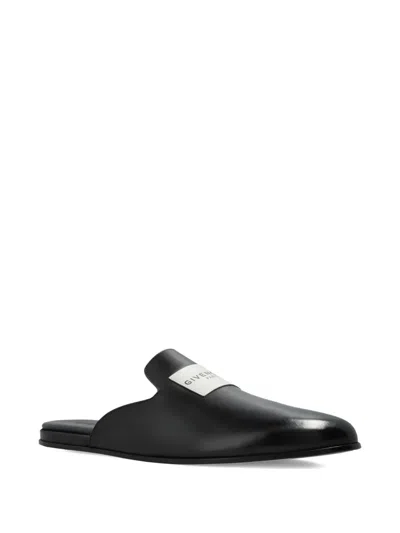 Givenchy Calfskin Logo-label Slippers In Black