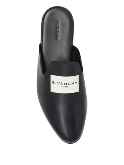 Givenchy Calfskin Logo-label Slippers In Black