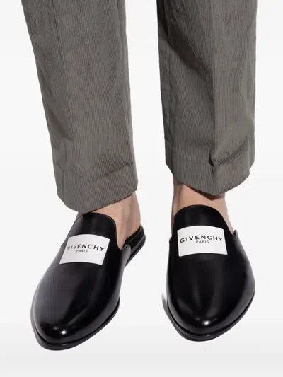 Givenchy Calfskin Logo-label Slippers In Black