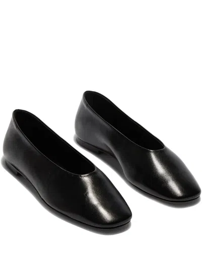 Aeyde Ida Leather Square-toe Ballerina Flats In Black