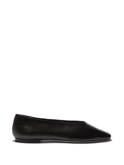 Aeyde Ida Leather Square-toe Ballerina Flats In Black