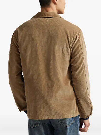 Polo Ralph Lauren Long Sleeve Wale Corduroy Barton Overshirt Montana Khaki In Brown