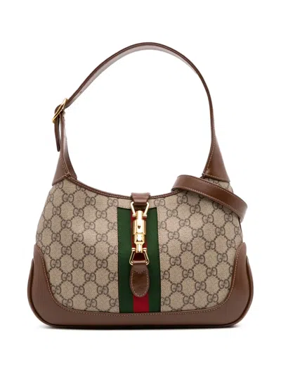 Pre-owned Gucci 2016-2025 Small Gg Supreme Jackie 1961 Crossbody Bag In Brown