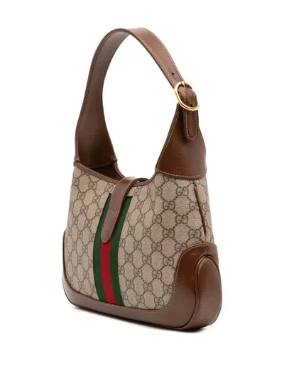 Pre-owned Gucci 2016-2025 Small Gg Supreme Jackie 1961 Crossbody Bag In Brown