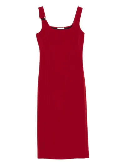 Patrizia Pepe Buckle-detail Fitted Dress In Red