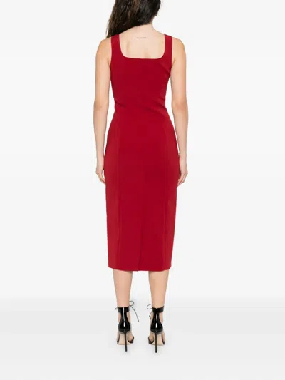 Patrizia Pepe Buckle-detail Fitted Dress In Red