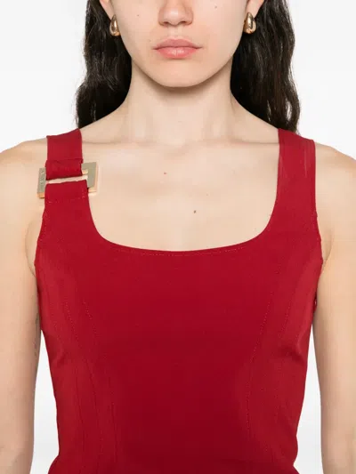 Patrizia Pepe Buckle-detail Fitted Dress In Red