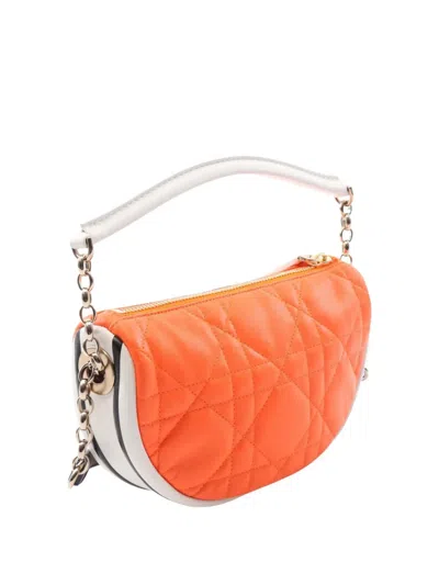 Pre-owned Dior 2000-2025 Small Lambskin Cannage  Vibe Hobo Satchel In Orange
