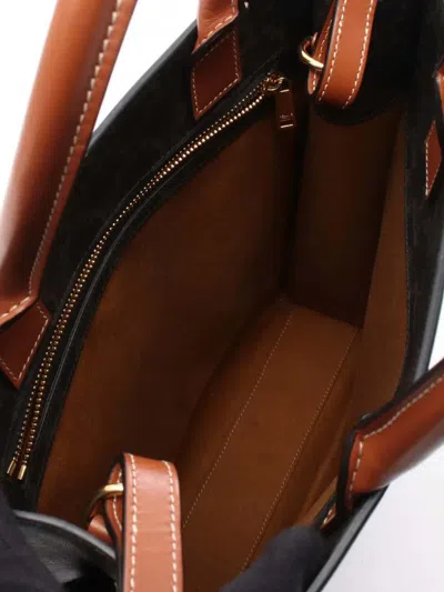 Pre-owned Celine 2021 Small Triomphe Coated Canvas Vertical Cabas Tote Satchel In Brown