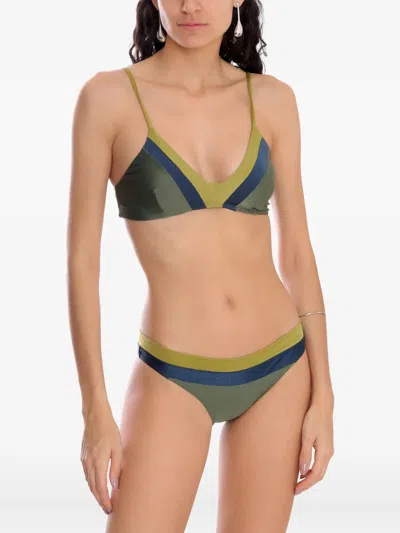 Lygia & Nanny Joaquina Colour-block Triangle Bikini Set In Green