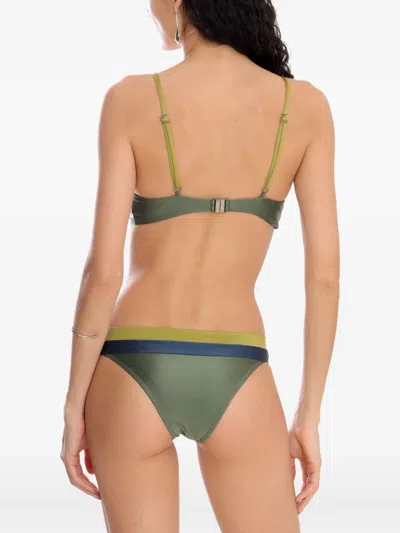 Lygia & Nanny Joaquina Colour-block Triangle Bikini Set In Green
