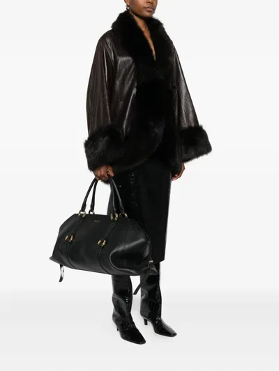 Alexander Mcqueen Mcqueen Medium Farringdon Leather Satchel In Black