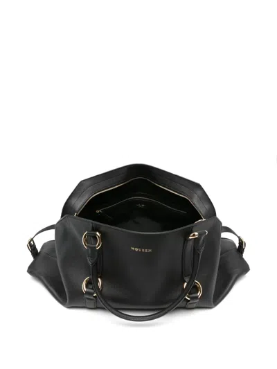 Alexander Mcqueen Mcqueen Medium Farringdon Leather Satchel In Black
