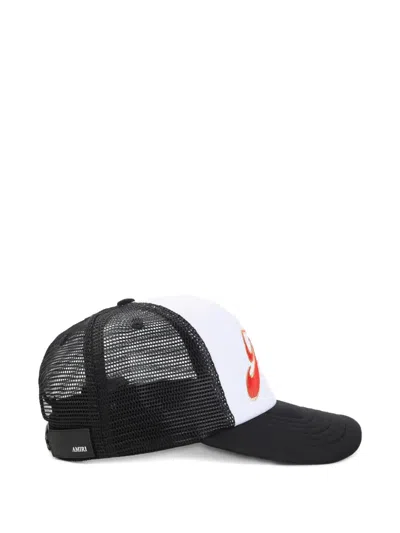 Amiri Structured Black Cap With Embroidered Logo In White
