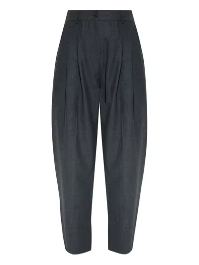 褶饰羊毛锥形裤