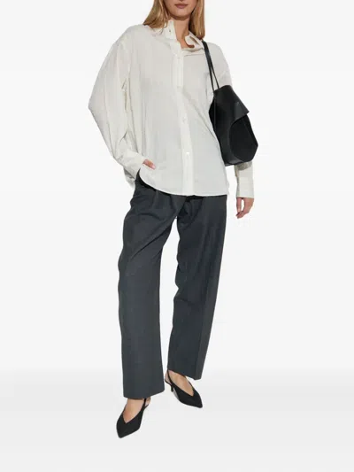 褶饰羊毛锥形裤