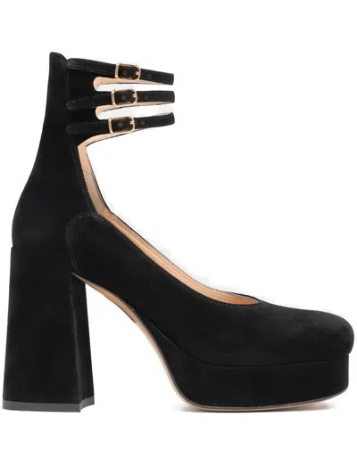 Chloé Loti Suede Platform Block-heel Pumps In Black