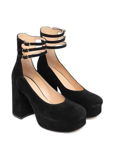 Chloé Loti Suede Platform Block-heel Pumps In Black