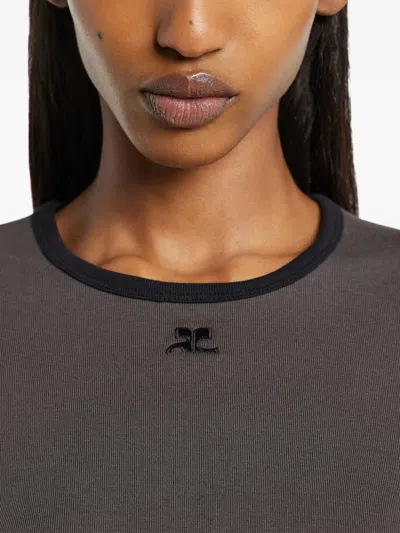 Courrèges Courregès Heritage Contrast T-shirt In Gray