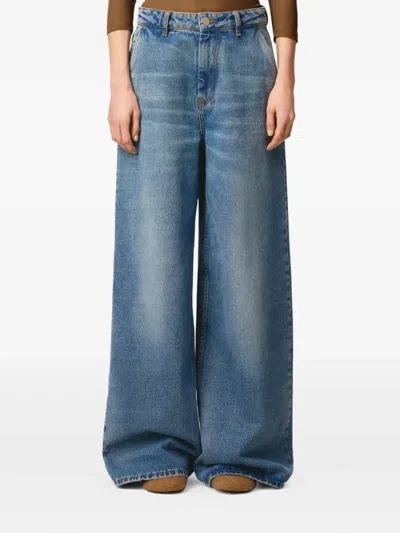 Ami Alexandre Mattiussi Wide Leg Denim Trousers Featuring Pockets In Blue