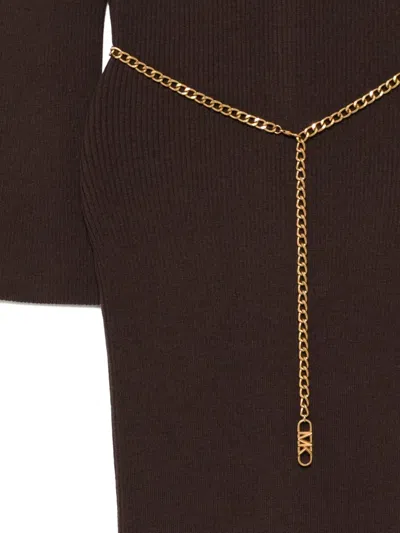 Michael Kors Logo-chain Midi Dress In Brown