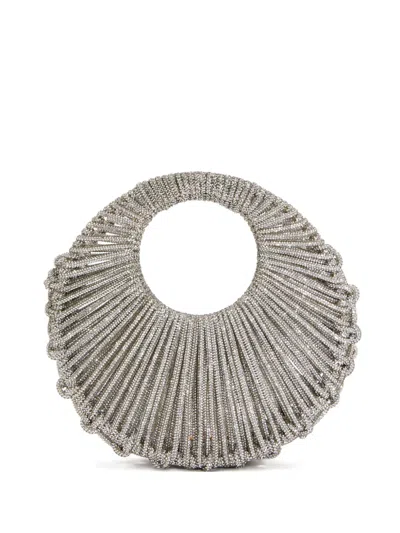 Hibourama Jaya Silver Jewelry Bag With Crystals In Gray