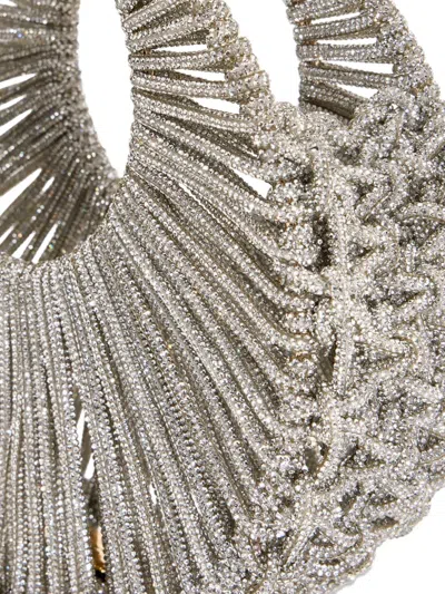 Hibourama Jaya Silver Jewelry Bag With Crystals In Gray