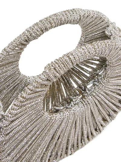 Hibourama Jaya Silver Jewelry Bag With Crystals In Gray