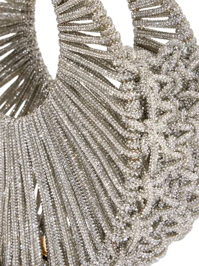 Hibourama Jaya Silver Jewelry Bag With Crystals In Gray