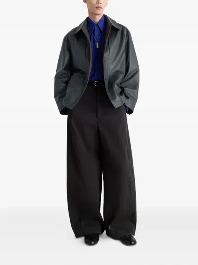 Lemaire Buttoned Leather Jacket In Black
