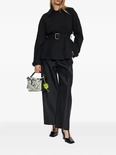 Loewe Belted Trousers In Wool And Silk In Black