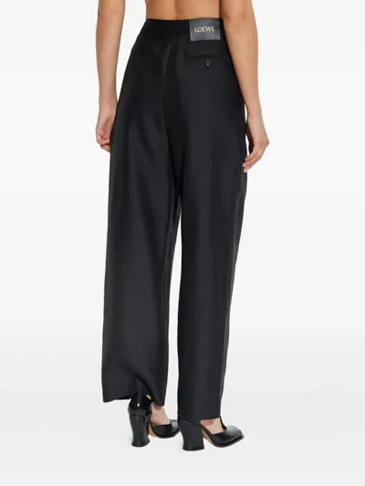 Loewe Belted Trousers In Wool And Silk In Black