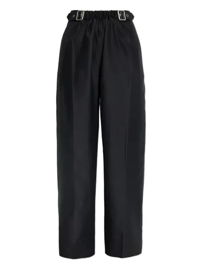 Loewe Belted Trousers In Wool And Silk In Black