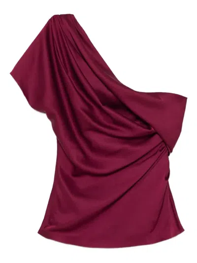 Simkhai Women's Phoebe Draped Satin Top In Cranberry In Purple
