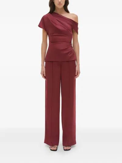 Simkhai Women's Phoebe Draped Satin Top In Cranberry In Purple