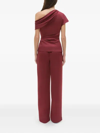 Simkhai Women's Phoebe Draped Satin Top In Cranberry In Purple
