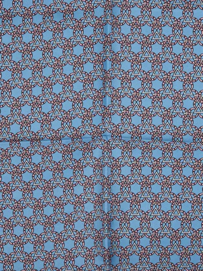 Pre-owned Hermes 2000-2025 Printed Silk Handkerchief In Blue