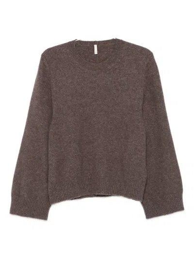 Boboutic Round-neck Balloon-sleeve Sweater In Brown