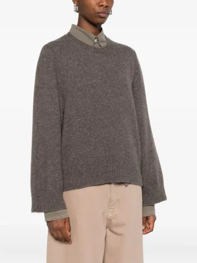 Boboutic Round-neck Balloon-sleeve Sweater In Brown