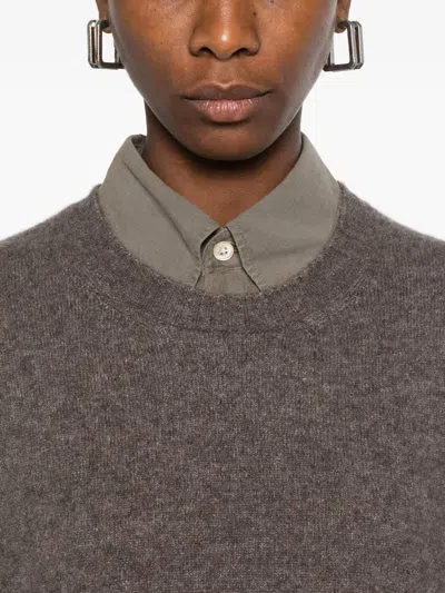 Boboutic Round-neck Balloon-sleeve Sweater In Brown