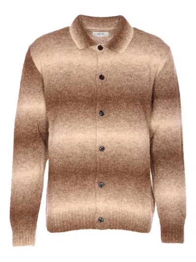 Nn07 Collared Gradient Knitwear With Ribbed Cuffs And Hem In Brown