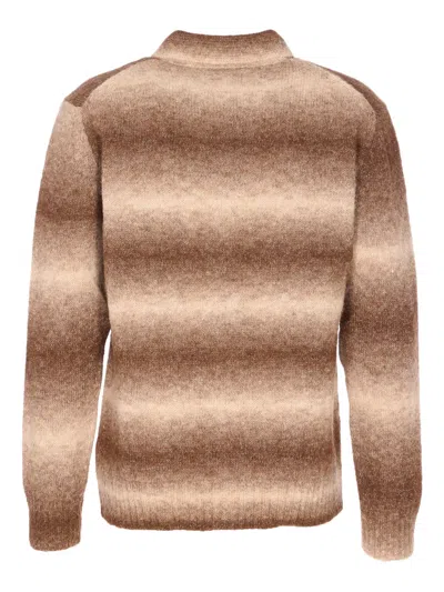 Nn07 Collared Gradient Knitwear With Ribbed Cuffs And Hem In Brown
