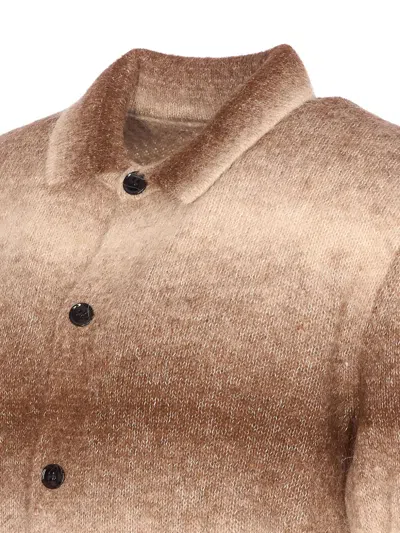 Nn07 Collared Gradient Knitwear With Ribbed Cuffs And Hem In Brown