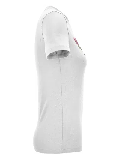 Versace Jeans Couture Floral Graphic Print Short Sleeve Top In White