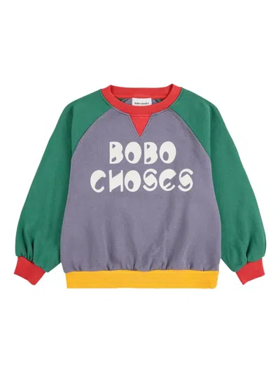 Bobo Choses Logo Cotton Sweatshirt In Blue
