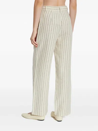 Posse Mackenzie Wide Leg Trouser In Cream Stripe In Gray