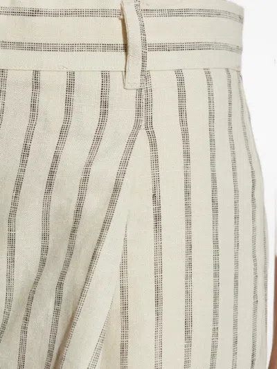 Posse Mackenzie Wide Leg Trouser In Cream Stripe In Gray
