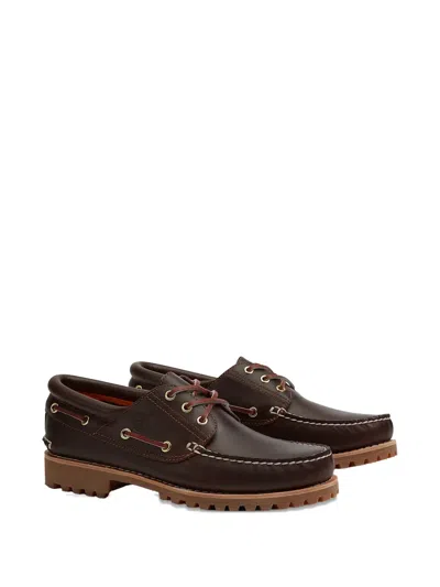 Timberland Boat Shoes Authentic 3-eye Lug Handsewn Marrone In Brown